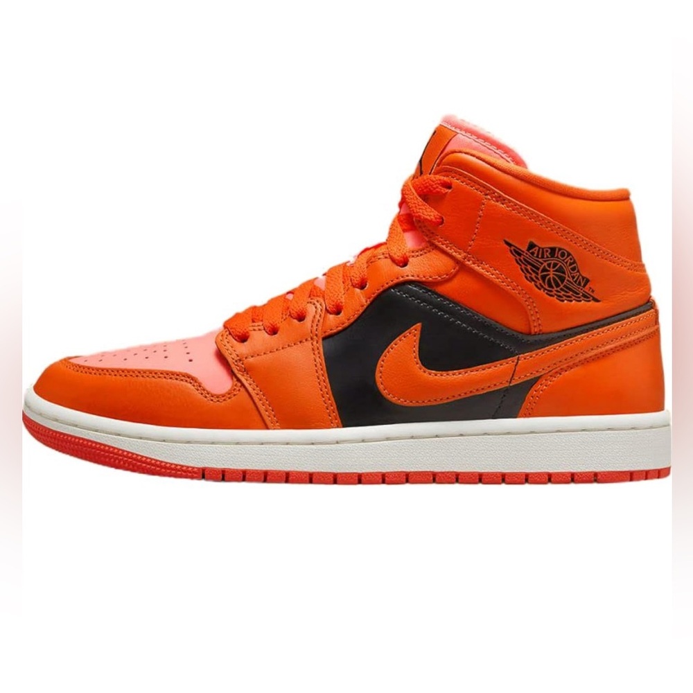 Air Jordan 1 Mid SE Rush Orange Crimson Bliss Shoes, NIB